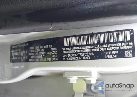 2016 Jeep Renegade Latitude from USA, damaged, VIN ZACCJABT7GPD26986